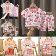 [Local Post]🍒👧🏻0-4 Yrs 🌈Baby Girl T-Shirt+Shorts Outfit Kids 2-Pieces Clothing Set baju budak peremp
