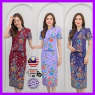 Mandarin collar buckle button oriental style batik set dress