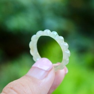 Glass Jade Ring Plain Shape Carved size 57-58 mm