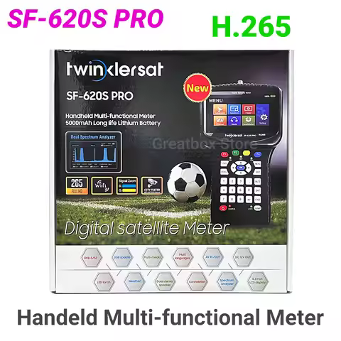 H.265 Satellite Finder SF-620S Pro 4.3 inch Screen DVB-S2 5000mAh Li-ion Battery HD Handheld Multifu