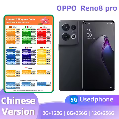 oppo Reno8 pro 5G Android 6.62 inches Screen 256GB ROM CPU Qualcomm Snapdragon 7 Gen1 50MP camera 45