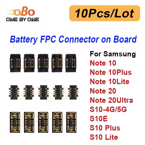 10Pcs Battery FPC Connector on Main Board Motherboard for Samsung S10 4G 5G Note 10 Plus Lite 20 Ult
