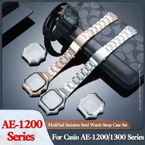 AE1200 Modified Stainless Steel Strap & Diamond Case For Casio 3299 AE-1200 AE1300 High Quality Watc