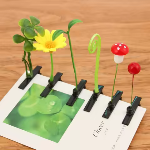 5Pcs Cute Grass Hair Clip Funny Bean Sprout Spring Clip Cute Cherry Head Mushroom Hair Accessory