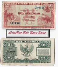 UANG KERTAS INDONESIA LAMA 2 1/2 RUPIAH PEMANDANGAN JELEK 1953 KOLEKSI
