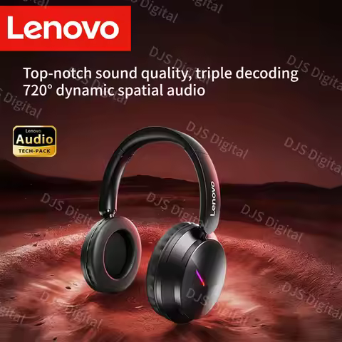 Lenovo Gaming Tri-Mode 2.4g Bluetooth Headphones with Mic Anc Noise Reduction Low Latency Long Stand