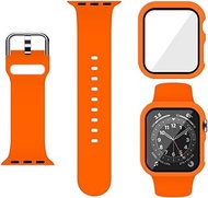 XFEN Sport Silicone M/L Size Band and Case with Screen Protector for Apple Watch Series 6 SE Series 5 Series 4 40mm - Orange