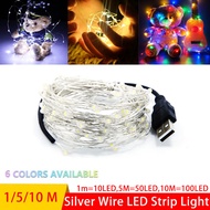 [YESPERY] 1M/5M/10M USB Silver Wire LED Strip Light Fairy String Lamp Copper Garland with Wire Deco Light TV PC for Party Wedding Christmas Powered By USB #1