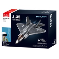 Sluban Model Bricks Jet Plane J-35 Stealth Aircraft Metal Coating Version M38-B1186 - Dino_Mart