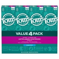 Tom’s of Maine Fluoride-Free Antiplaque & Whitening Toothpaste 天然無氟抗斑美白薄荷牙膏 4支裝 22.8oz/646g 03500099