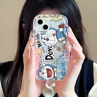 Photo frame airbag case for iphone 14promax 11 13 12 7Plus X XS Max smile face Doraemon cover