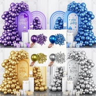 10/20pcs Metallic Balloon Chrome Black Gold Latex Ballon for Birthday Party Wedding Grad Decoration
