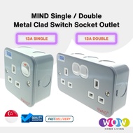 MIND 13A/15A Metal Clad Switch Socket Outlet Single / Double Metal Clad Switch Socket Outlet