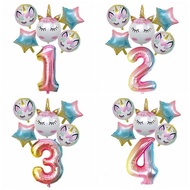 6 pcs rainbow unicorn party balloons decoration unicorn birthday balloon number