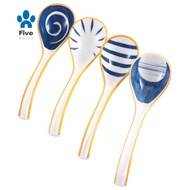 Ceramics Soup Spoons Set of Japanese Soup Spoon Long Handle Soup Spoons for Pho Ramen Noodles Wonton