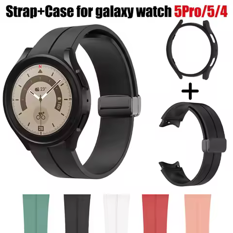 Silicone Strap+Case for Samsung Galaxy Watch 5 Pro 45mm Magnetic Band PC Case for Galaxy Watch 5 40m