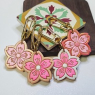 櫻花手繪真皮吊飾 鑰匙扣 R47-N/PKG/WTH/GOLD