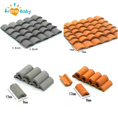 60 Pcs Roof Tiles Building Set Miniature Tiles Mini Dollhouse Shingles Fake Tile Dollhouse Kitchen G