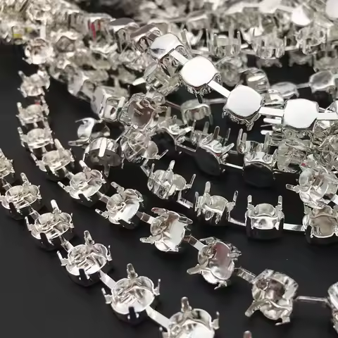 New High Quality SS28 SS38 Silver/Brass Color Metal Brass Claw Empty Cup Chains for Sewing Round Sto