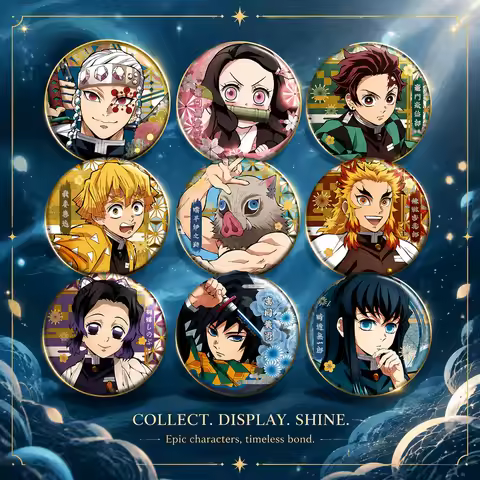 Demon Slayer Kimetsu no Yaiba 58 Badges Set All Characters Tin Pin Buttons Tokito Muichiro Tanjiro N