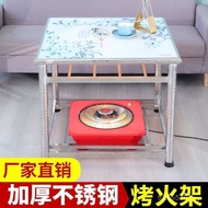 Heating Table Square Dining Table Shelf Stainless Steel Folding Square Table Fire Table Dining Table