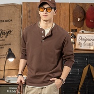 mizhelun | เสื้อเชิ้ต Henley แบบเรโทร 280 กรัม