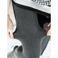 500g Vertical Stripes Gray Leggings Autumn Winter Women's Outer Wear Fleece Lining Thickened Ankle-L