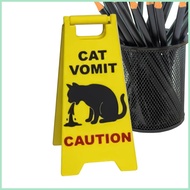 Cat Vomit Sign Funny Table Decoration Desk Warning Sign for Cat Owners Pet Parents Collectors Home O
