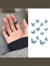 2入組可愛清新INS風格卡通蝴蝶指紋紋身貼紙，適用於女孩，防水耐久，2件套裝