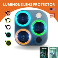 【2024 Latest】Luminous Lens Metal Ring Glass For iPhone 15 14 13 12 11 Pro Max Plus Full Cover Camera Lens Protector