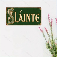 Vintage Irish SLAINTE CHEERS Metal Sign 12 x 6 Inches Black Beer Wall Decor for Man Caves, Bars, Hom