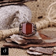 Overseas Daigou Aqeeq ∞ Hand-Made Retro Viking Osman Agate 925 Sterling Silver Men's Anniversary Rin