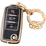 Gematay for VW Volkswagen Key Fob Cover with Keychain, Key Shell Case for VW Jetta Golf Polo MK7 Pas