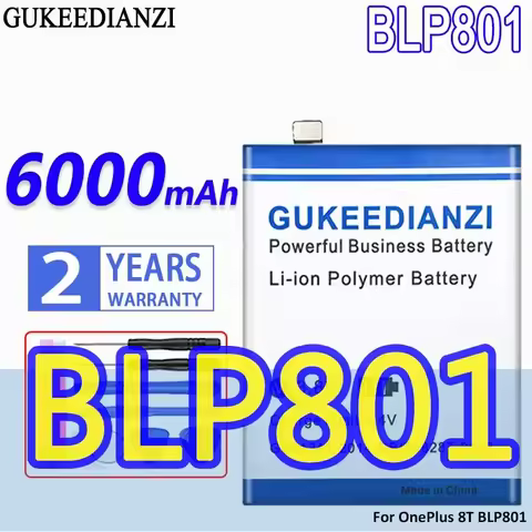 High Capacity GUKEEDIANZI Battery 6000mAh For OnePlus 8T BLP801