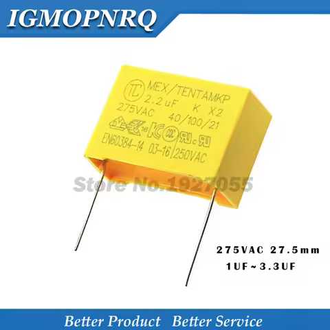 5pcs X2 Safety capacitor 27.5mm 275VAC 275V 1uF 1.2uF 1.5uF 2uF 2.2uF 3.3uF Polypropylene film capac
