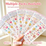 3D Heart Rhinestone Stickers, Self Adhesive Jewel Stickers, Cute DIY Gem Stickers for Kids Craft