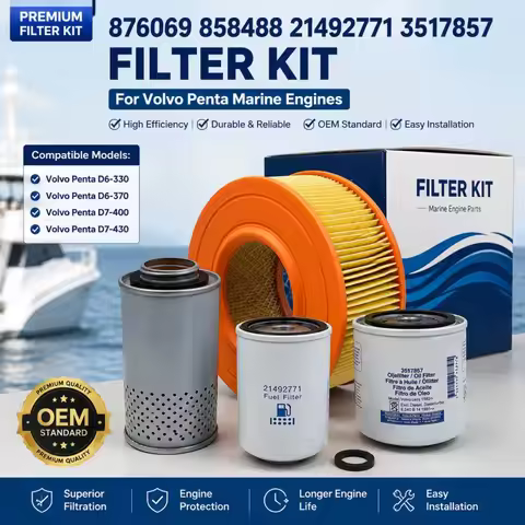 876069 858488 21492771 3517857 Filter Kit For Volvo Penta D6-330 D6-370 D7-400 D7-430 Marine Engine