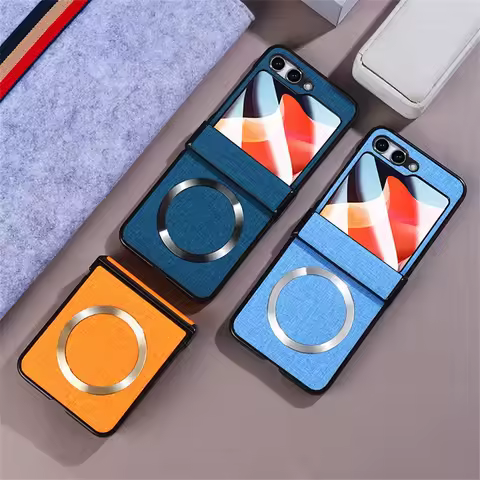 Business Integrated Screen Film Case for Samsung Galaxy Z Flip 7 5 6 for Magsafe Cases Cloth 3 in 1 