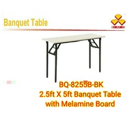 BQ-8255-BK 2.5FT x 5FT Banquet Table with Melamine Top & Folding Stand