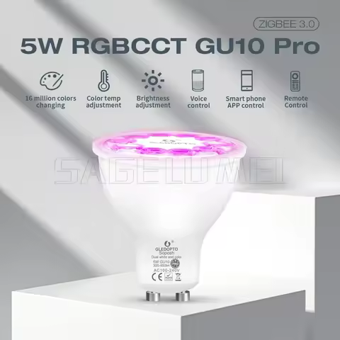 Gledopto 5W MR16 Pro LED Light RGB+CCT AC/DC12~24V Tuya Smart Life APP Alexa Conbee RF Remote GU10 p