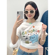 [Domestic Ready Stock] somi Home Korea Direct Mail spao Cartoon Printed Bubble Short-Sleeved T-Shirt