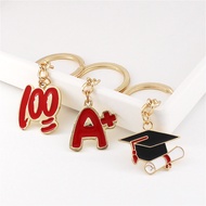 1Pc New Metal Bachelor Cap Keychains Teen Boys Girls A+ 100 Points Pendant keyring for student Graduation Blessing Gifts