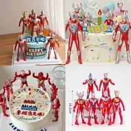 6pcs/set Cartoon Ultraman Superman Birthday Cake Top Decoration Superman Ornament Boy Birthday Cake 
