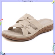 XES Ladies BSLCYS530 Plat Slide Wedge Sandals ( Beige/ Khaki )