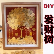 Pakej bahan diy pokok kekayaan bingkai gambar pokok syiling buatan tangan bingkai gambar pelekat luk