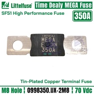 New Littelfuse 70Vdc 350Amp MEGA Fuse 0998350.UX-2M8 High Performance Bolt-down Fuse 0998350 M8 Hole
