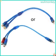 WU Car MP3 o RCA 1 Male to 2 Female Y Splitter Cable Adapter Cord