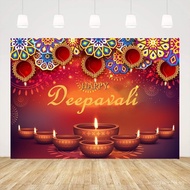 Happy Deepavali Photography Backdrop 7x5ft India Diwali Candle Burning Lights Laxmi Puja Background Deepavali Decor Mother Laxmi Happy for Festival of Lights Party Decor Supplies J