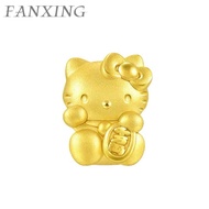 【 FX 】 999/24K Gold (0.8g)  Hello Kitty  accessories KT Cat Pure Gold Perforated Handmade