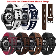 20mm/22mm Leather Strap For Samsung Galaxy Watch 3 46mm 42mm Active 2 40mm 44mm Gear S3 Bracelet Huawei GT2 Pro Strap